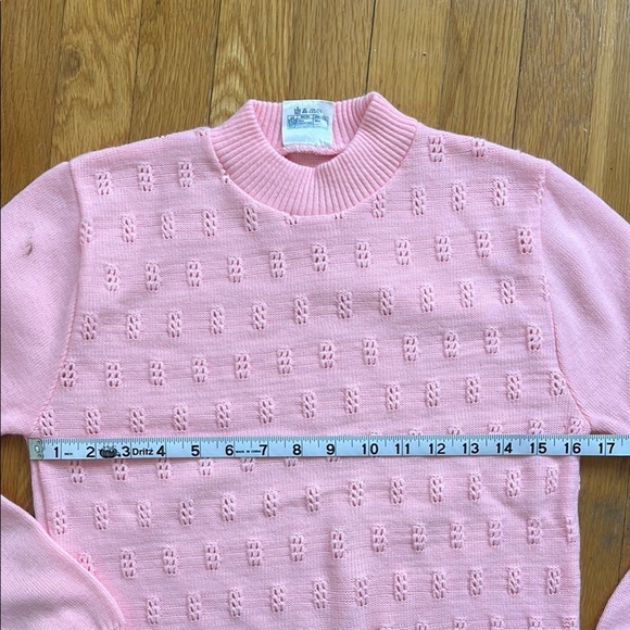 Vintage 80s Knit Mockneck Made in Ireland Bright Pink Women's Sweater Acrylic - Picture 14 of 15